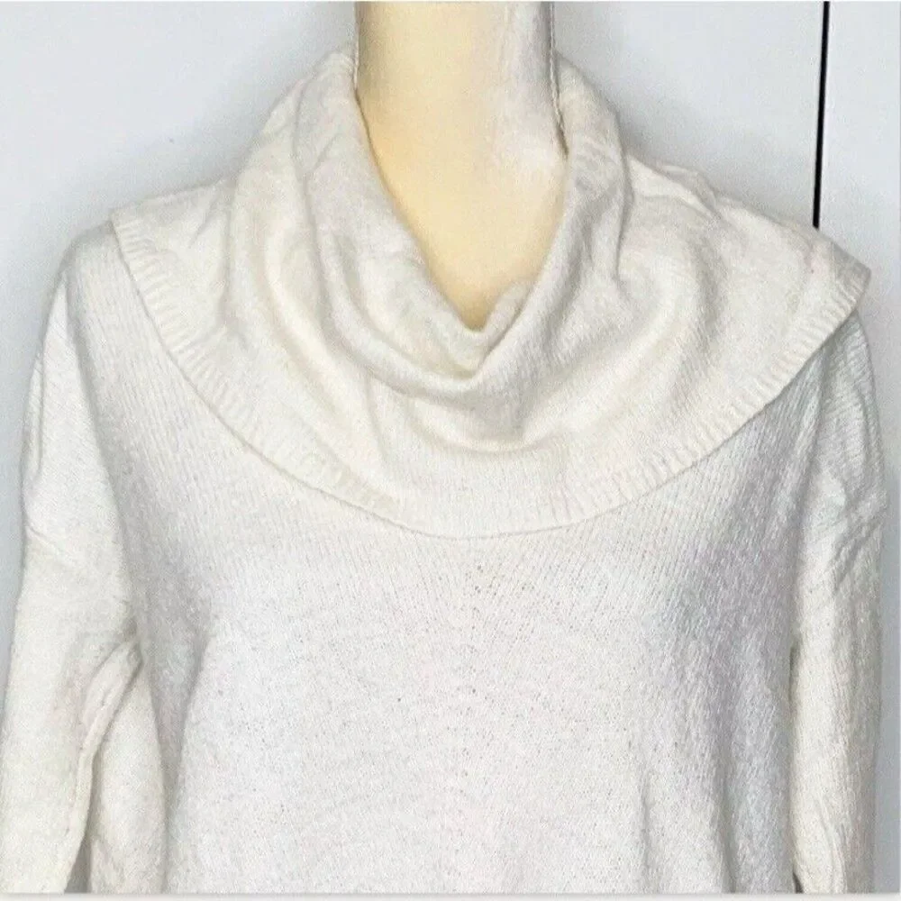 Express Women Cowl Neck Ivory Sweater XSmall azimetrical Long Sleeves